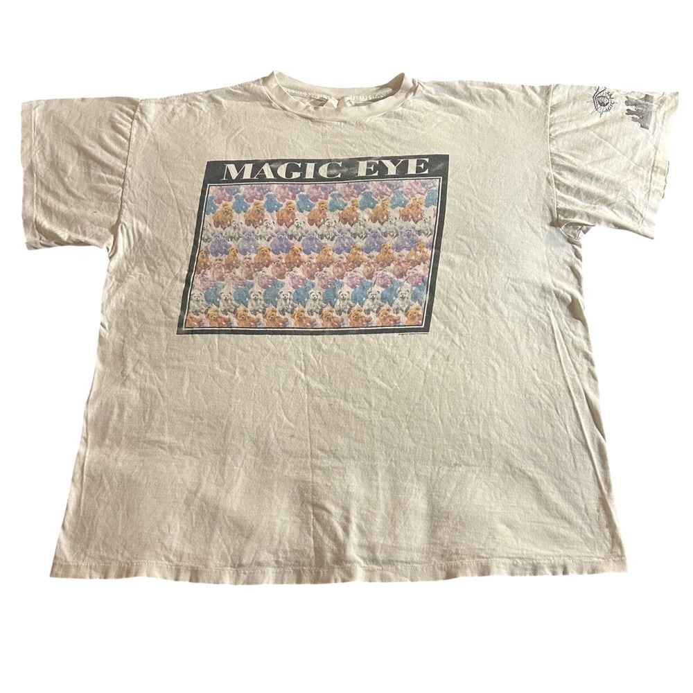 Vintage 1994 Magic Eye 3D Teddy Bear Stereogram T-Shirt XL 90s Single Stitch